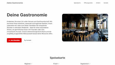 Vorschau einer Beispiel Homepage erstellt mit Gastrolio auf einem Desktop.